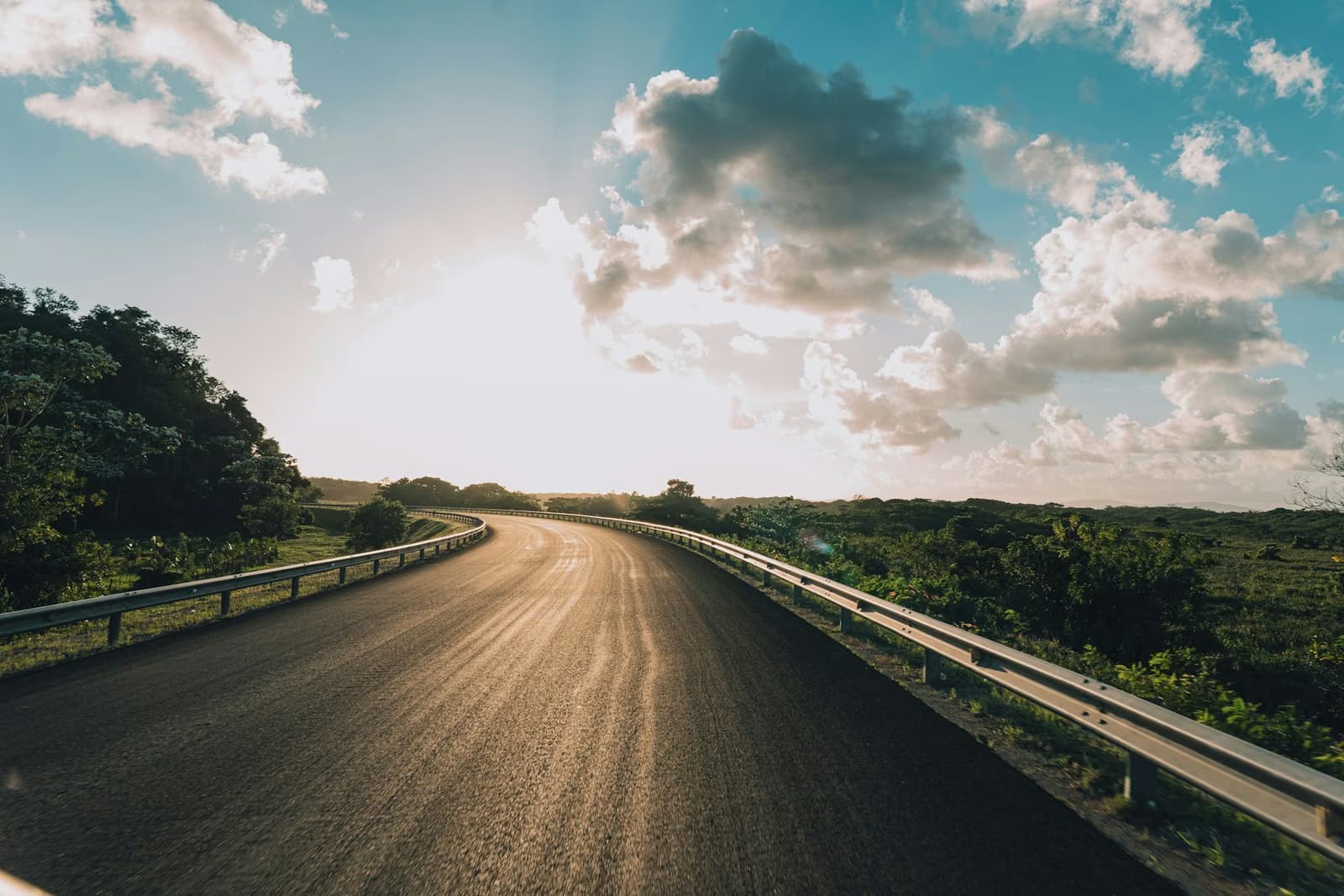 Highway between green hills